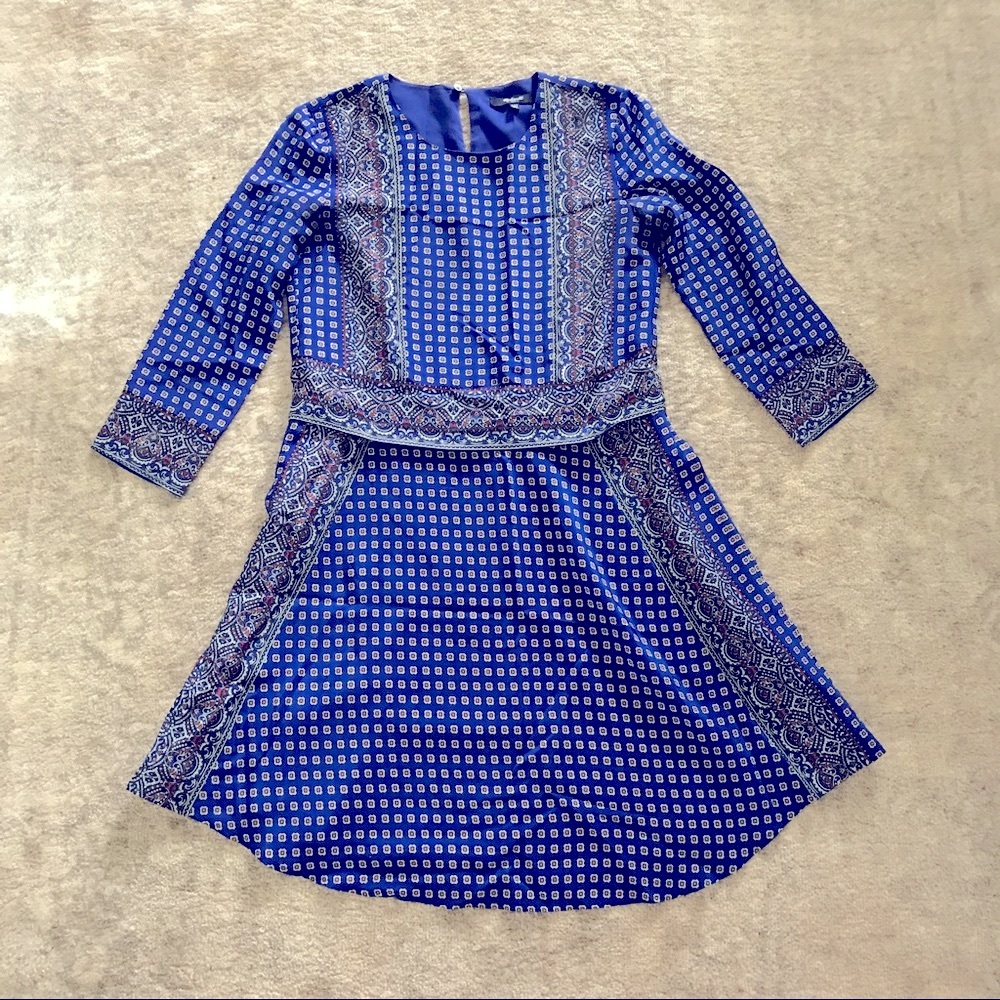 Madewell blue silk tee dress in ascot grid - Picture 8 of 8